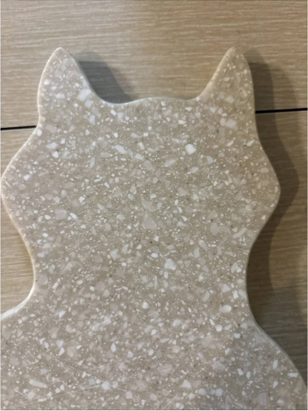 Vtg Corian Solid Surface Cat Cutting Board Trivet Speckled Beige Gray Cream 1191